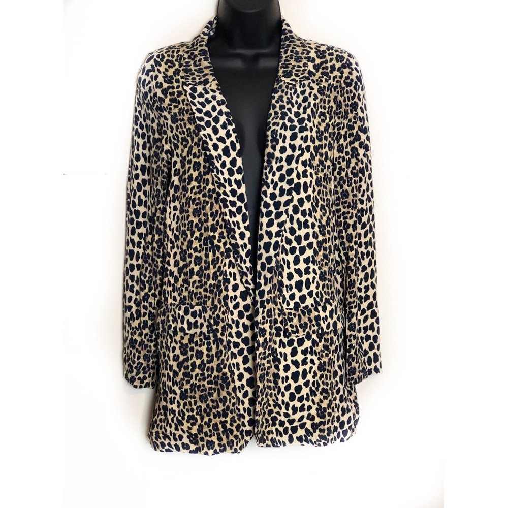 Mango Leopard Longline Blazer
